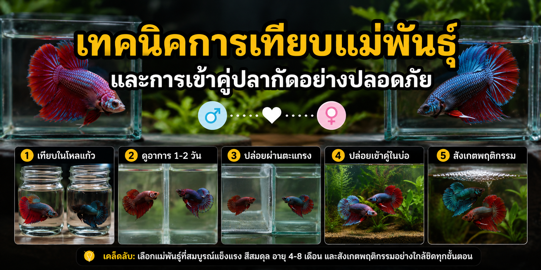 เทคนิคการเทียบแม่พันธุ์ และการเข้าคู่ปลากัดอย่างปลอดภัย