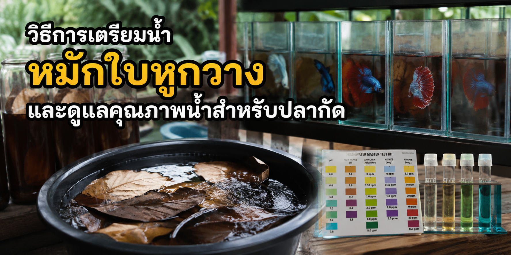 วิธีการเตรียมน้ำ หมักใบหูกวาง และดูแลคุณภาพน้ำสำหรับปลากัด